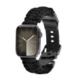 For Apple Watch Series 9 41mm Paracord Plain Braided Webbing Buckle Watch Band(Black)