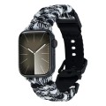 For Apple Watch Series 9 41mm Paracord Plain Braided Webbing Buckle Watch Band(Black White)