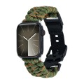 For Apple Watch Series 9 41mm Paracord Plain Braided Webbing Buckle Watch Band(Army Green Orange)