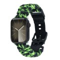 For Apple Watch Series 8 41mm Paracord Plain Braided Webbing Buckle Watch Band(Black Green)