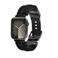 For Apple Watch Series 8 45mm Paracord Plain Braided Webbing Buckle Watch Band(Black)