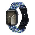 For Apple Watch Series 8 45mm Paracord Plain Braided Webbing Buckle Watch Band(Blue Green)