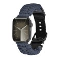 For Apple Watch SE 44mm Paracord Plain Braided Webbing Buckle Watch Band(Grey)