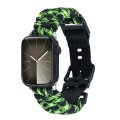For Apple Watch SE 44mm Paracord Plain Braided Webbing Buckle Watch Band(Black Green)