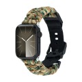 For Apple Watch SE 44mm Paracord Plain Braided Webbing Buckle Watch Band(Army Green Camouflage)