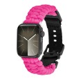 For Apple Watch Series 5 44mm Paracord Plain Braided Webbing Buckle Watch Band(Rose Red)
