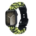 For Apple Watch Series 4 44mm Paracord Plain Braided Webbing Buckle Watch Band(Black Yellow)