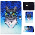 For Samsung Galaxy Tab A9 Electric Pressed Colored Drawing Leather Tablet Case(Headphone Cat)