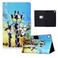 For Samsung Galaxy Tab A9 Electric Pressed Colored Drawing Leather Tablet Case(Glasses Giraffe)