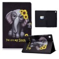 For Samsung Galaxy Tab A9 Electric Pressed Colored Drawing Leather Tablet Case(Chrysanthemum Elephan