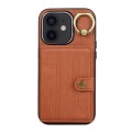 For iPhone 11 Brushed Texture Wallet Ring Holder Phone Case(Brown)