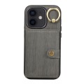 For iPhone 11 Brushed Texture Wallet Ring Holder Phone Case(Grey)