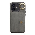 For iPhone 12 / 12 Pro Brushed Texture Wallet Ring Holder Phone Case(Grey)
