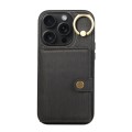 For iPhone 12 Pro Max Brushed Texture Wallet Ring Holder Phone Case(Black)