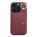 For iPhone 13 Pro Brushed Texture Wallet Ring Holder Phone Case(Wine Red)