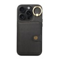For iPhone 13 Pro Max Brushed Texture Wallet Ring Holder Phone Case(Black)