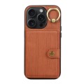 For iPhone 13 Pro Max Brushed Texture Wallet Ring Holder Phone Case(Brown)