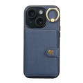 For iPhone 14 Brushed Texture Wallet Ring Holder Phone Case(Blue)