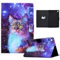 For Samsung Galaxy Tab A9 Electric Pressed Colored Drawing Leather Tablet Case(Star Cat)