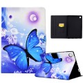 For Samsung Galaxy Tab A9 Electric Pressed Colored Drawing Leather Tablet Case(Blue Butterfly)