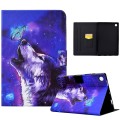 For Samsung Galaxy Tab A9 Electric Pressed Colored Drawing Leather Tablet Case(Butterfly Wolf)