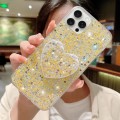 For iPhone 15 Pro Max Starry Sequin Mirror Stand Epoxy TPU Phone Case(Yellow)