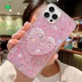 For iPhone 15 Pro Starry Sequin Mirror Stand Epoxy TPU Phone Case(Pink)