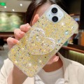 For iPhone 15 Plus Starry Sequin Mirror Stand Epoxy TPU Phone Case(Yellow)