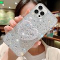 For iPhone 14 Pro Max Starry Sequin Mirror Stand Epoxy TPU Phone Case(Silver)