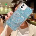 For iPhone 12 Starry Sequin Mirror Stand Epoxy TPU Phone Case(Blue)