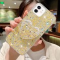 For iPhone 12 mini Starry Sequin Mirror Stand Epoxy TPU Phone Case(Yellow)
