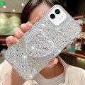 For iPhone 12 mini Starry Sequin Mirror Stand Epoxy TPU Phone Case(Silver)