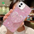 For iPhone 11 Starry Sequin Mirror Stand Epoxy TPU Phone Case(Pink)