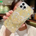 For iPhone 11 Pro Starry Sequin Mirror Stand Epoxy TPU Phone Case(Yellow)