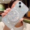 For iPhone 15 Starry Sequin Round Mirror Stand Epoxy TPU Phone Case(Silver)