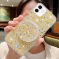 For iPhone 12 mini Starry Sequin Round Mirror Stand Epoxy TPU Phone Case(Yellow)