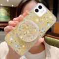 For iPhone 11 Starry Sequin Round Mirror Stand Epoxy TPU Phone Case(Yellow)