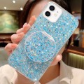 For iPhone 11 Starry Sequin Round Mirror Stand Epoxy TPU Phone Case(Blue)