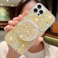 For iPhone 11 Pro Starry Sequin Round Mirror Stand Epoxy TPU Phone Case(Yellow)