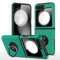 For Samsung Galaxy Z Flip5 PC + TPU Magnetic Phone Case with Invisible Ring Holder(Dark Green)