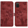 For Samsung Galaxy A02s EU Butterfly Cat Embossing Flip Leather Phone Case(Red)