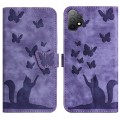 For Samsung Galaxy A13 4G / 5G / A04 Butterfly Cat Embossing Flip Leather Phone Case(Purple)