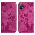 For Samsung Galaxy A13 4G / 5G / A04 Butterfly Cat Embossing Flip Leather Phone Case(Pink)