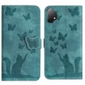 For Samsung Galaxy A13 4G / 5G / A04 Butterfly Cat Embossing Flip Leather Phone Case(Wathet)