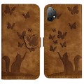 For Samsung Galaxy A13 4G / 5G / A04 Butterfly Cat Embossing Flip Leather Phone Case(Brown)