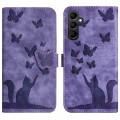 For Samsung Galaxy A14 4G / 5G Butterfly Cat Embossing Flip Leather Phone Case(Purple)