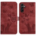 For Samsung Galaxy A14 4G / 5G Butterfly Cat Embossing Flip Leather Phone Case(Red)