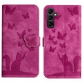 For Samsung Galaxy A14 4G / 5G Butterfly Cat Embossing Flip Leather Phone Case(Pink)