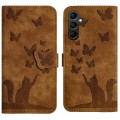 For Samsung Galaxy A14 4G / 5G Butterfly Cat Embossing Flip Leather Phone Case(Brown)