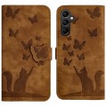 For Samsung Galaxy A15 Butterfly Cat Embossing Flip Leather Phone Case(Brown)